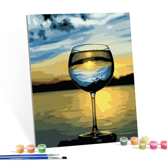 아이러브페인팅 DIY캔버스형 그림그리기 40x50cm 바다를 담은 와인잔